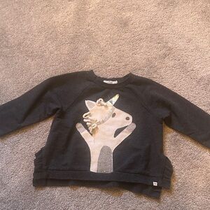 Oh Baby charcoal gray with silver and white Unicorn Sweatshirt
